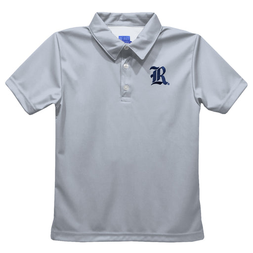 Rice University Owls Embroidered Gray Short Sleeve Polo Box Shirt