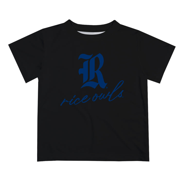 Rice University Owls Vive La Fete Script V1 Black Short Sleeve Tee Shirt
