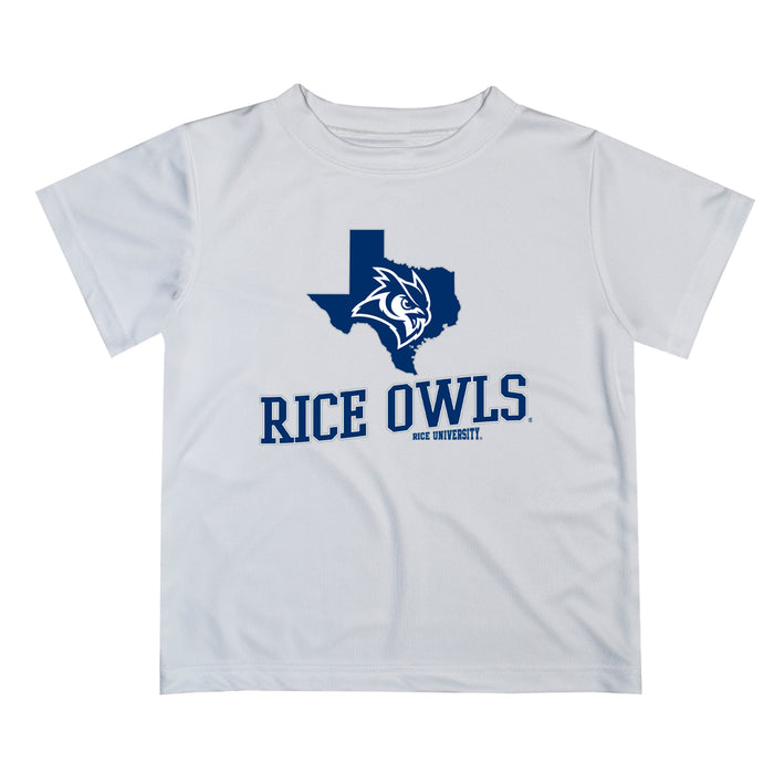 Rice University Owls Vive La Fete State Map White Short Sleeve Tee Shirt