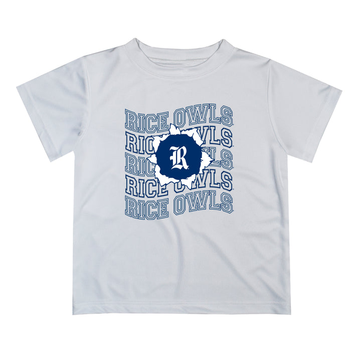 Rice University Owls Vive La Fete  White Art V1 Short Sleeve Tee Shirt