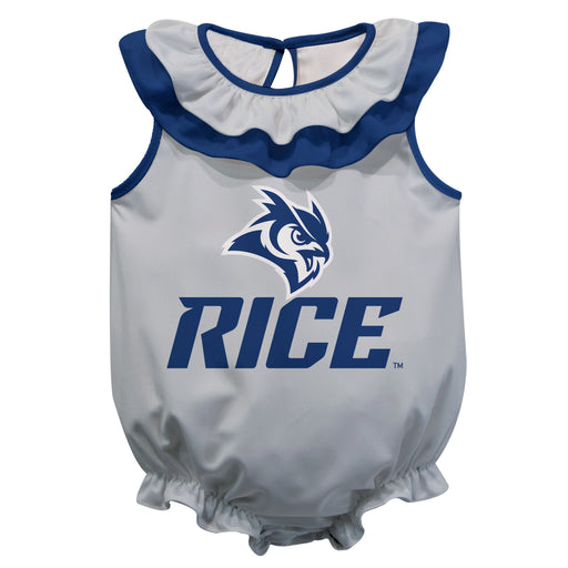 Rice University Owls Gray Sleeveless Ruffle Onesie Logo Bodysuit by Vive La Fete