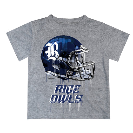 Rice University Owls Original Dripping Football Helmet Heather Gray T-Shirt by Vive La Fete