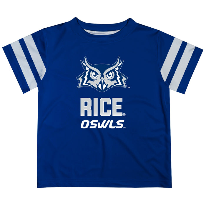 Rice Owls Stripes Blue Short Sleeve Tee Shirt - Vive La Fête - Online Apparel Store