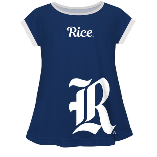 Rice Owls Big Logo Blue Short Sleeve Girls Laurie Top - Vive La Fête - Online Apparel Store