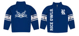 Rice Owls Stripes Blue Long Sleeve Quarter Zip Sweatshirt - Vive La Fête - Online Apparel Store