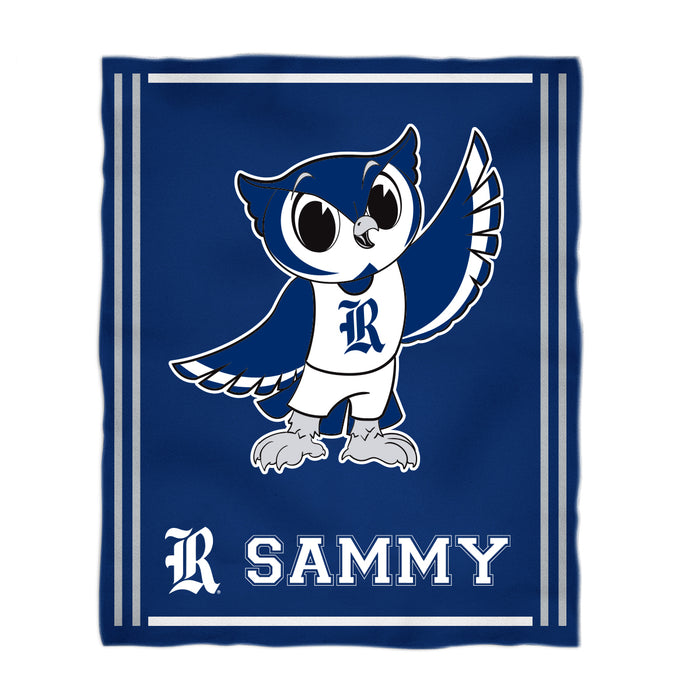 Rice University Owls Vive La Fete Kids Game Day Blue Plush Soft Minky Blanket 36 x 48 Mascot