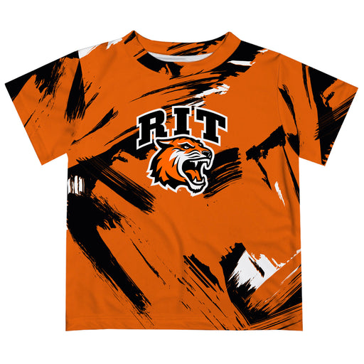 Rochester Institute of Technology Tigers, RIT Tigers Vive La Fete Boys Game Day Orange Short Sleeve Tee Paint Brush