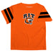 Rochester Institute of Technology Tigers, RIT Tigers Vive La Fete Boys Game Day Orange Short Sleeve Tee with Stripes on