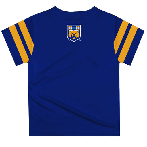 UC Riverside The Highlanders UCR Vive La Fete Boys Game Day Blue Short Sleeve Tee with Stripes on Sleeves - Vive La Fête - Online Apparel Store