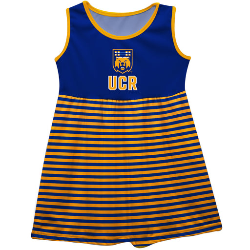 UC Riverside The Highlanders UCR Vive La Fete Girls Game Day Sleeveless Tank Dress Solid Blue Logo Stripes on Skirt - Vive La Fête - Online Apparel Store