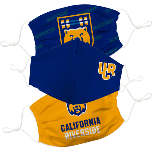 UC Riverside The Highlanders UCR 3 Ply Face Mask 3 Pack Game Day Collegiate Unisex Face Covers Reusable Washable - Vive La Fête - Online Apparel Store