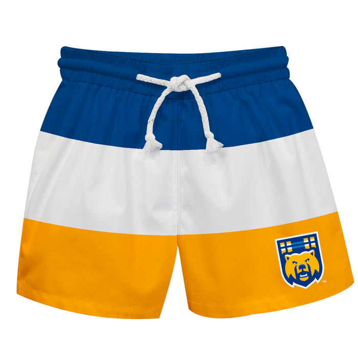 Riverside Highlanders UCR Vive La Fete Blue White Yellow Stripes Swimtrunks V1
