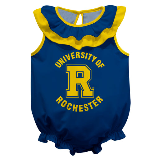 Rochester Yellowjackets Blue Sleeveless Ruffle Onesie Logo Bodysuit by Vive La Fete