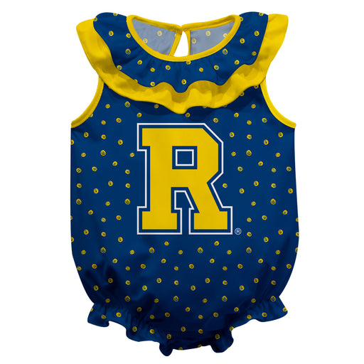 Rochester Yellowjackets Swirls Blue Sleeveless Ruffle Onesie Logo Bodysuit