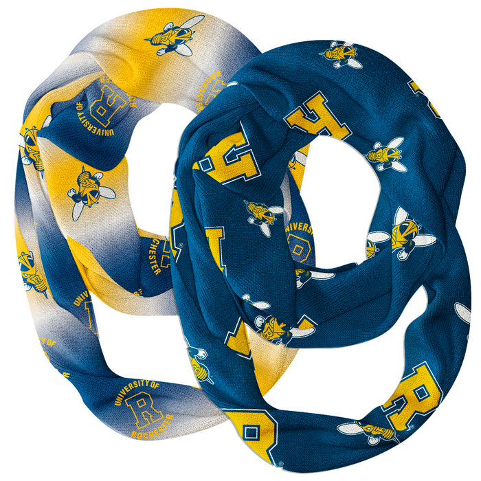 Rochester Yellowjackets Vive La Fete All Over Logo Collegiate Women Set of 2 Light Weight Ultra Soft Infinity Scarfs