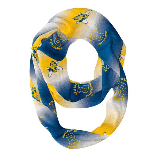 Rochester Yellowjackets Vive La Fete All Over Logo Game Day Collegiate Women Ultra Soft Knit Infinity Scarf