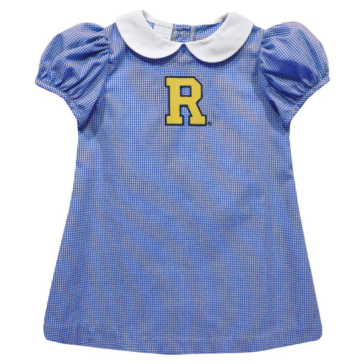 Rochester Yellowjackets Embroidered Royal Gingham Short Sleeve A Line Dress