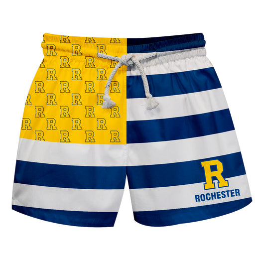 Rochester Yellowjackets Vive La Fete Game Day Blue White Yellow Flag Swimtrunks V1