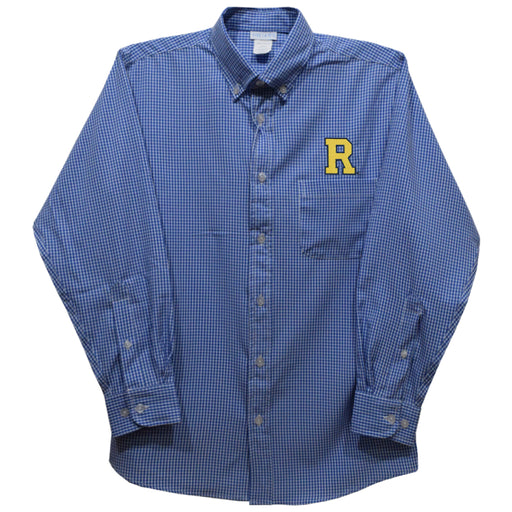Rochester Yellowjackets Embroidered Royal Gingham Long Sleeve Button Down