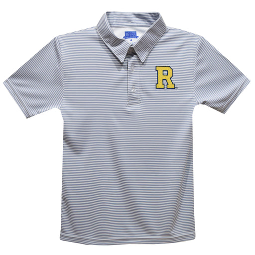 Rochester Yellowjackets Embroidered Gray Stripes Short Sleeve Polo Box Shirt