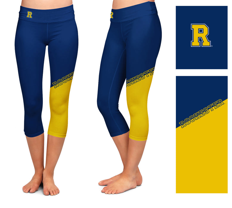 Rochester Yellowjackets Vive La Fete Game Day Collegiate Leg Color Block Women Blue Gold Capri Leggings - Vive La Fête - Online Apparel Store