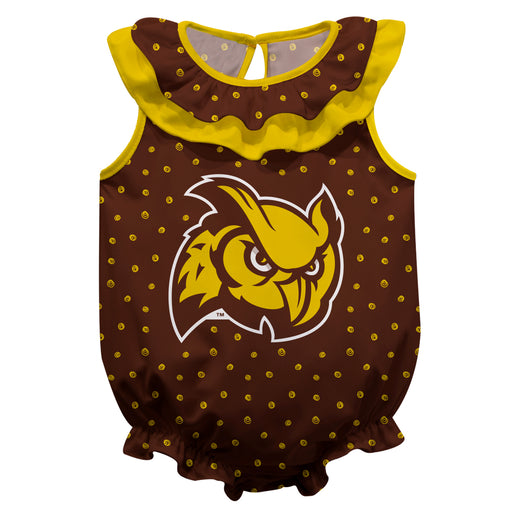 Rowan University Profs RU Swirls Maroon Sleeveless Ruffle Onesie Logo Bodysuit