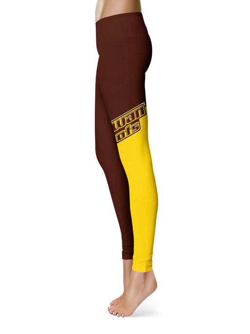 Rowan University Profs RU Vive La Fete Game Day Collegiate Leg Color Block Women Brown Gold Yoga Leggings - Vive La Fête - Online Apparel Store