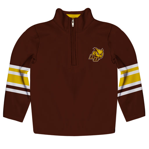 Rowan University Profs RU Vive La Fete Game Day Brown Quarter Zip Pullover Stripes on Sleeves