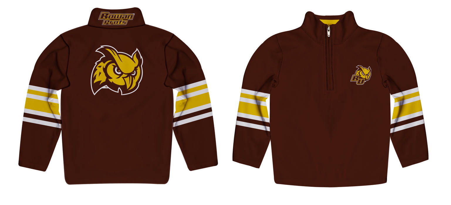 Rowan University Profs RU Vive La Fete Game Day Brown Quarter Zip Pullover Stripes on Sleeves - Vive La Fête - Online Apparel Store