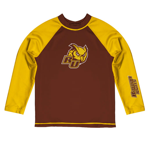 Rowan Profs Vive La Fete Logo Brown Gold Long Sleeve Raglan Rashguard