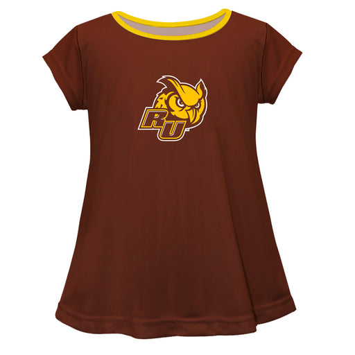 Rowan Profs Vive La Fete Girls Game Day Short Sleeve Brown Top with School Logo and Name