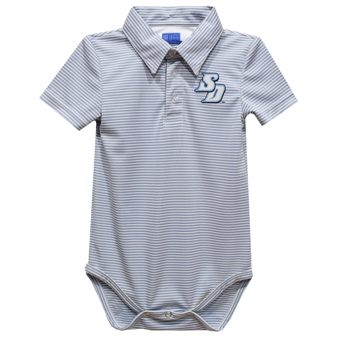 San Diego Toreros Embroidered Gray Stripe Knit Boys Polo Bodysuit