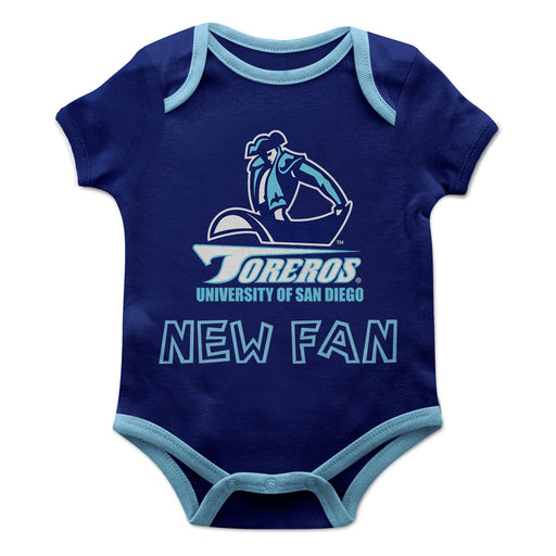 San Diego Toreros Vive La Fete Infant Game Day Blue Short Sleeve Onesie New Fan Logo and Mascot Bodysuit