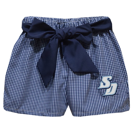 San Diego Toreros Embroidered Navy Gingham Girls Short with Sash