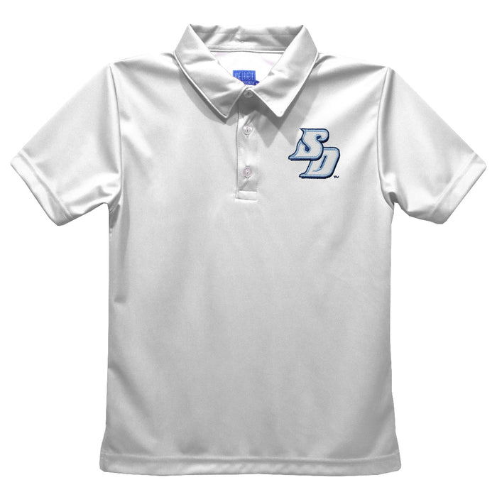 San Diego Toreros Embroidered White Short Sleeve Polo Box Shirt