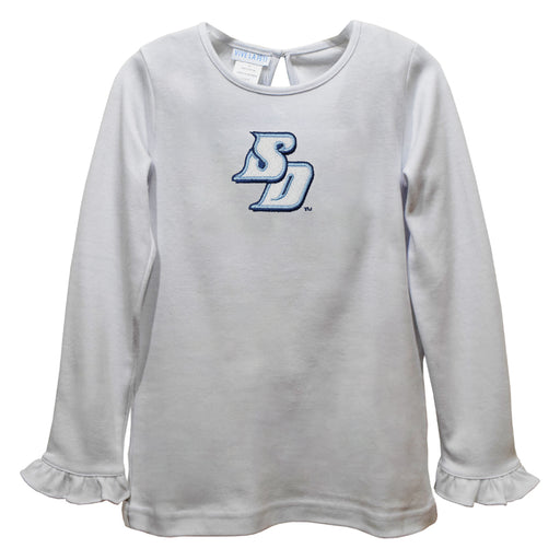 San Diego Toreros Embroidered White Knit Long Sleeve Girls Blouse