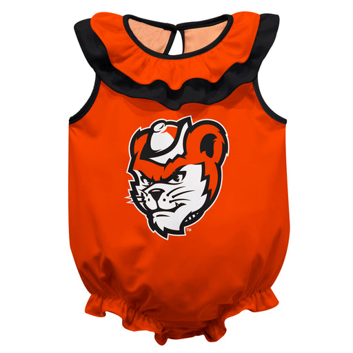 Sam Houston Bearcats Orange Sleeveless Ruffle Onesie Logo Bodysuit by Vive La Fete