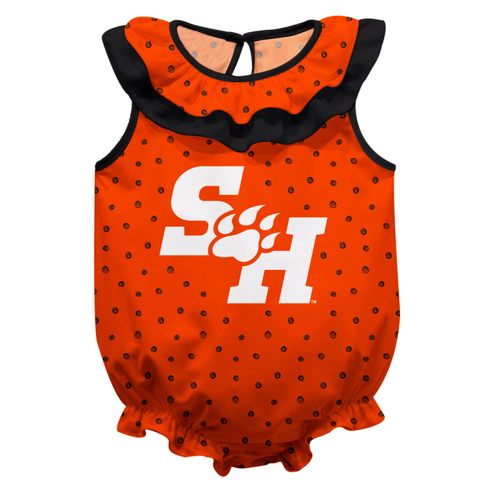 Sam Houston Bearcats Swirls Orange Sleeveless Ruffle Onesie Logo Bodysuit