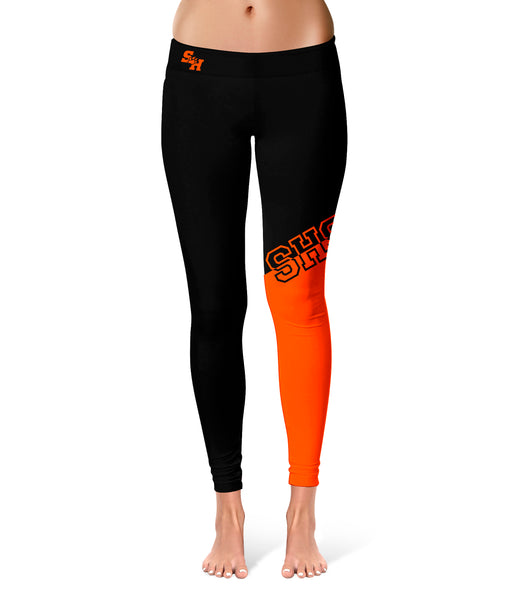Sam Houston Bearcats Vive la Fete Game Day Collegiate Leg Color Block Women Black Orange Yoga Leggings - Vive La Fête - Online Apparel Store