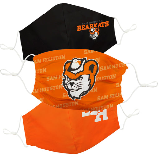 Sam Houston Bearcats 3 Ply Vive La Fete Face Mask 3 Pack Game Day Collegiate Unisex Face Covers Reusable Washable - Vive La Fête - Online Apparel Store