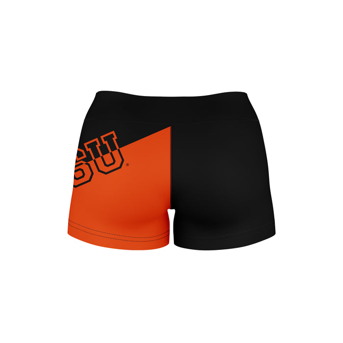 Sam Houston Bearcats Vive la Fete Game Day Collegiate Leg Color Block Women Black Orange Optimum Yoga Short - Vive La Fête - Online Apparel Store