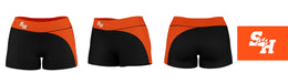 Sam Houston Bearcats Vive la Fete Game Day Collegiate Waist Color Block Women Black Orange Optimum Yoga Short - Vive La Fête - Online Apparel Store