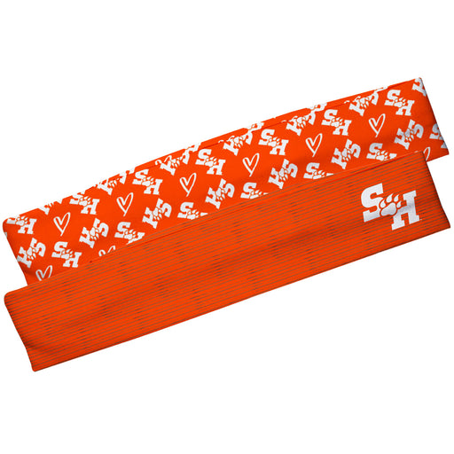 Sam Houston Bearcats Orange Solid and Orange Repeat Logo Headband Set