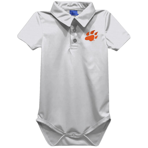 Sam Houston Bearkats Embroidered White Solid Knit Polo Onesie