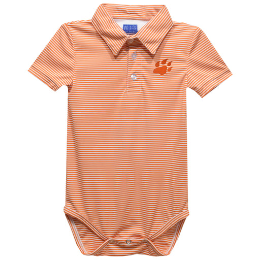 SHSU Bearkats Embroidered Orange Stripe Knit Polo Onesie