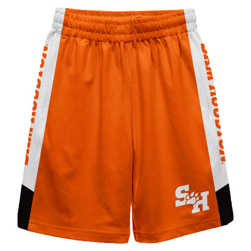 Sam Houston Bearkats Vive La Fete Game Day Orange Stripes Boys Solid White Athletic Mesh Short