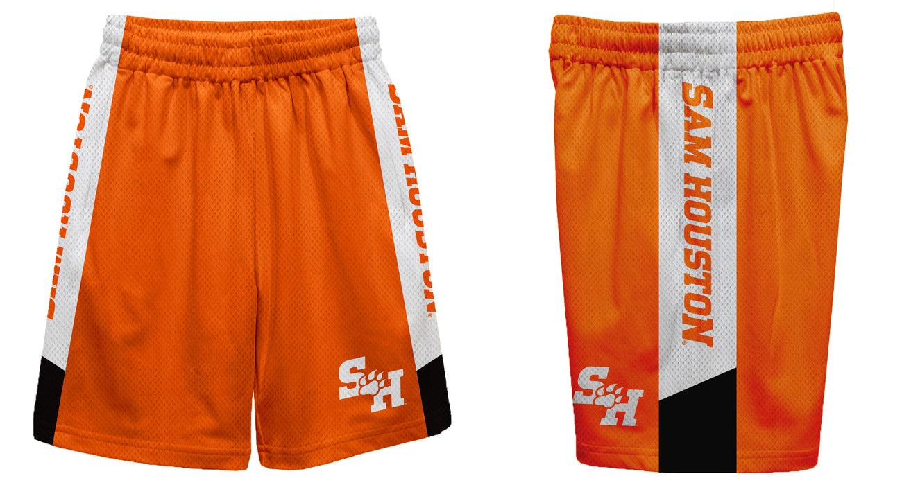Sam Houston Bearkats Vive La Fete Game Day Orange Stripes Boys Solid White Athletic Mesh Short - Vive La Fête - Online Apparel Store