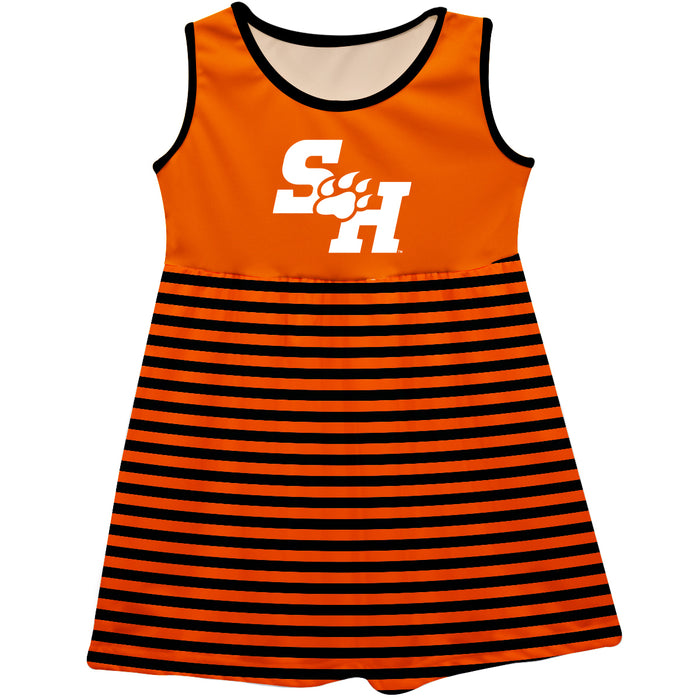 Sam Houston Bearkats Vive La Fete Girls Game Day Sleeveless Tank Dress Solid Orange Logo Stripes on Skirt