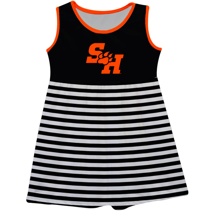 Sam Houston Bearkats Vive La Fete Girls Game Day Sleeveless Tank Dress Solid Black Logo Stripes on Skirt