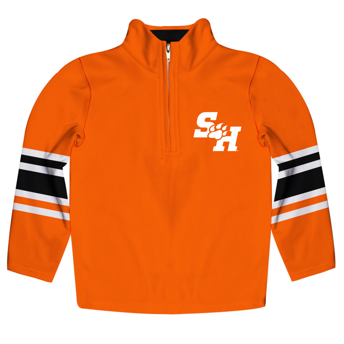 Sam Houston Bearkats Vive La Fete Game Day Orange Quarter Zip Pullover Stripes on Sleeves